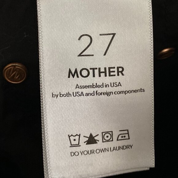 Mother Denim The Insider Crop Fray Not Guilty Jeans 27 x 25 Black Wash Raw Hem - Picture 3 of 6